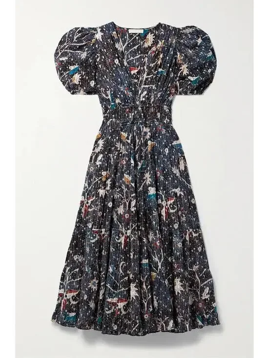 NEW, Ulla Johnson Thelma Printed Cotton-Blend Voile Midi Dress Sz 8 #MD1570 - Picture 2 of 9